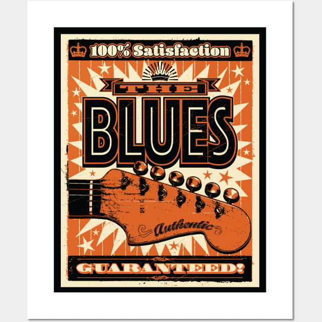 Bold Retro Style Blues Poster Wall Art by wickedpretty